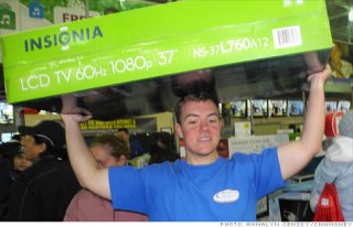 when the doors unsealed at nighttime for Black Friday, ideal purchase consumers rushed for doorbuster deals on LCD TVs.