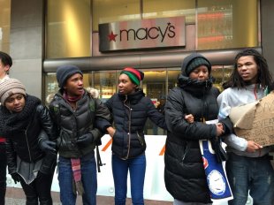Macy's obstructed by Black Friday Protest (Lee Stranahan / Breitbart Information)